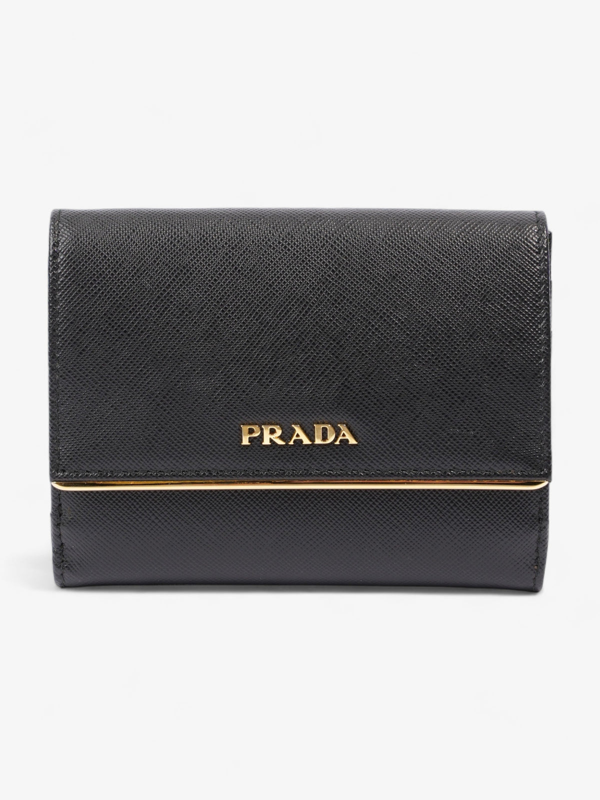 Prada Compact Wallet Black Saffiano Leather