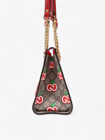 Gucci GG Apple Padlock Beige And Ebony GG Supreme / Red Coated Canvas Small