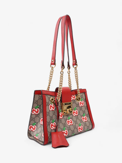 Gucci GG Apple Padlock Beige And Ebony GG Supreme / Red Coated Canvas Small