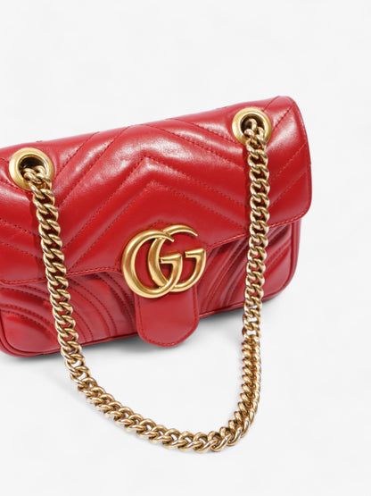 Gucci Marmont Flap Red Matelasse Leather Small