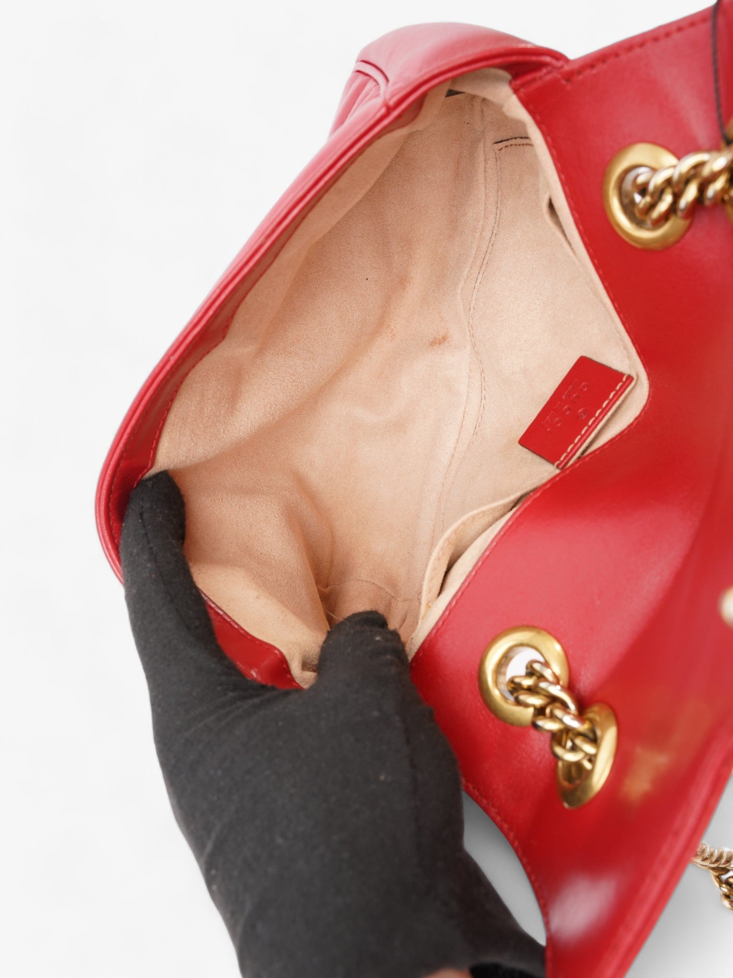Gucci Marmont Flap Red Matelasse Leather Small