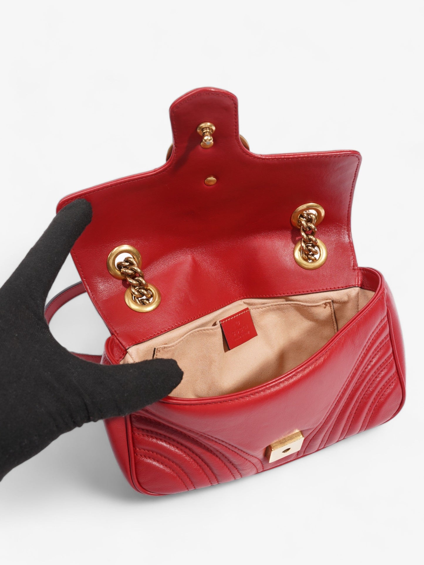 Gucci Marmont Flap Red Matelasse Leather Small