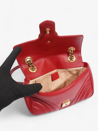 Gucci Marmont Flap Red Matelasse Leather Small