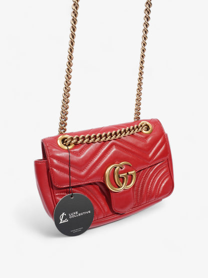 Gucci Marmont Flap Red Matelasse Leather Small