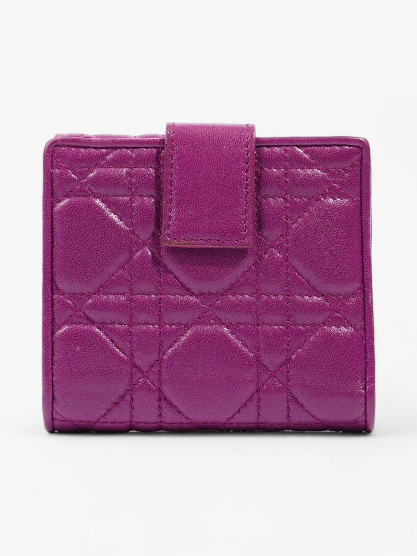 Christian Dior Cannage Lady Dior Lotus Compact Wallet Purple Lambskin Leather