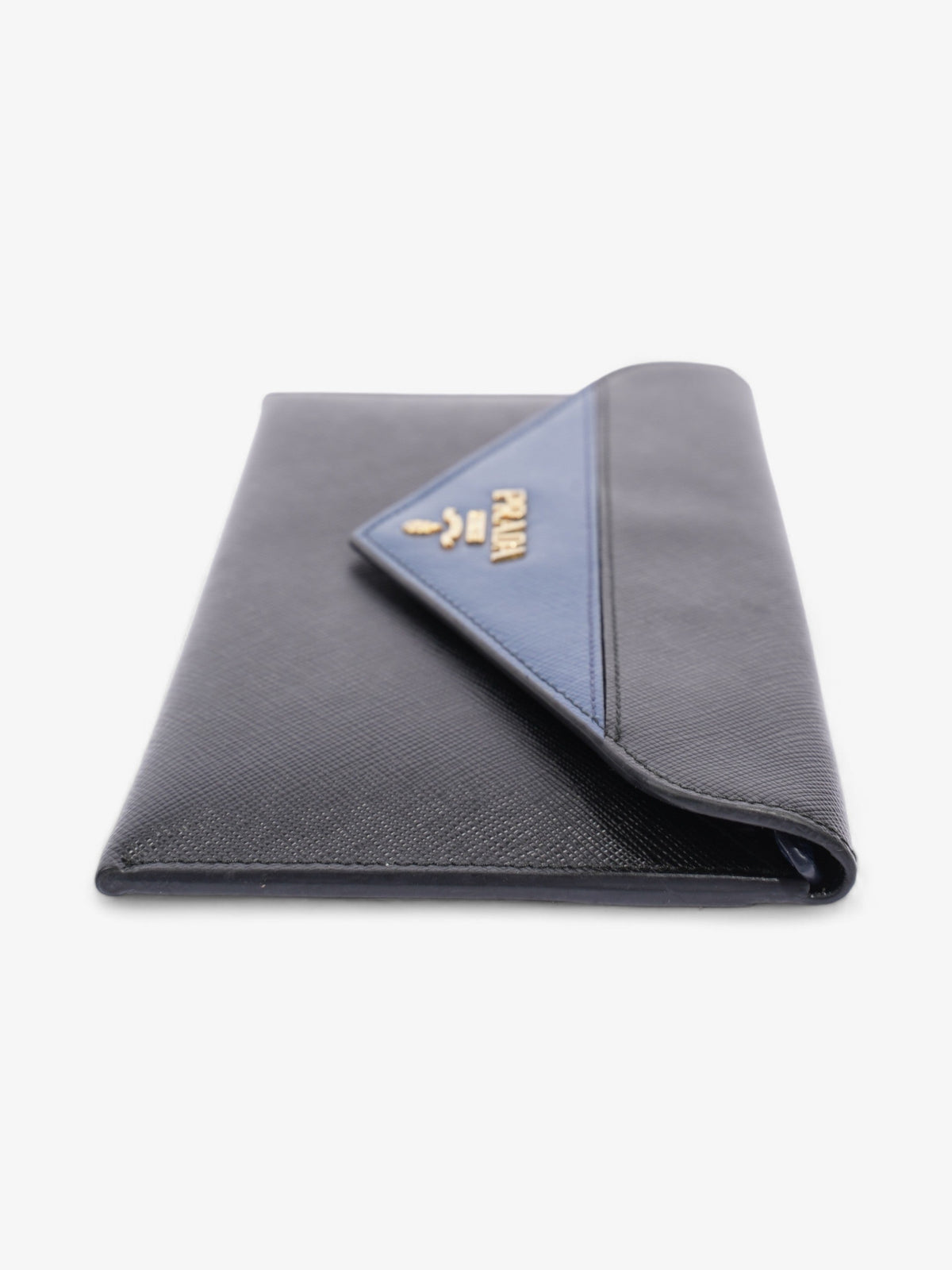 Prada Envelope Wallet Black / Blue Saffiano Leather