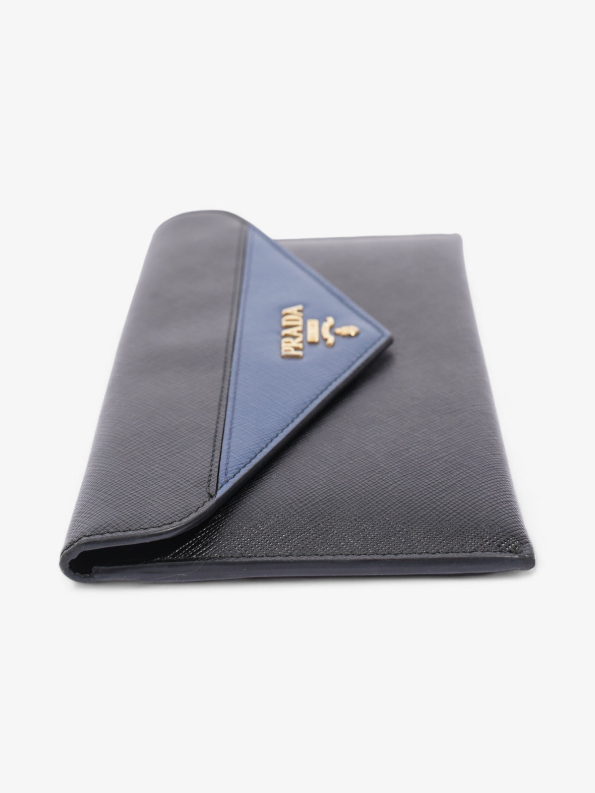 Prada Envelope Wallet Black / Blue Saffiano Leather