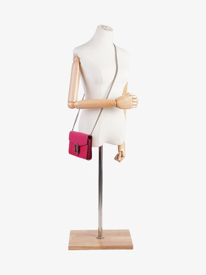 Gucci Dionysus Chain Wallet Neon Pink Leather
