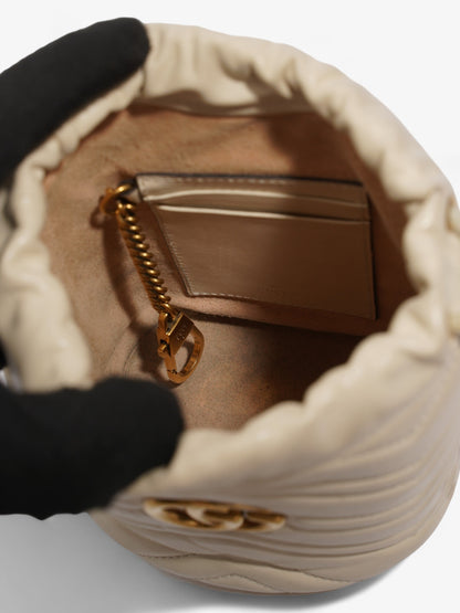 Gucci Marmont Bucket Bag White Leather