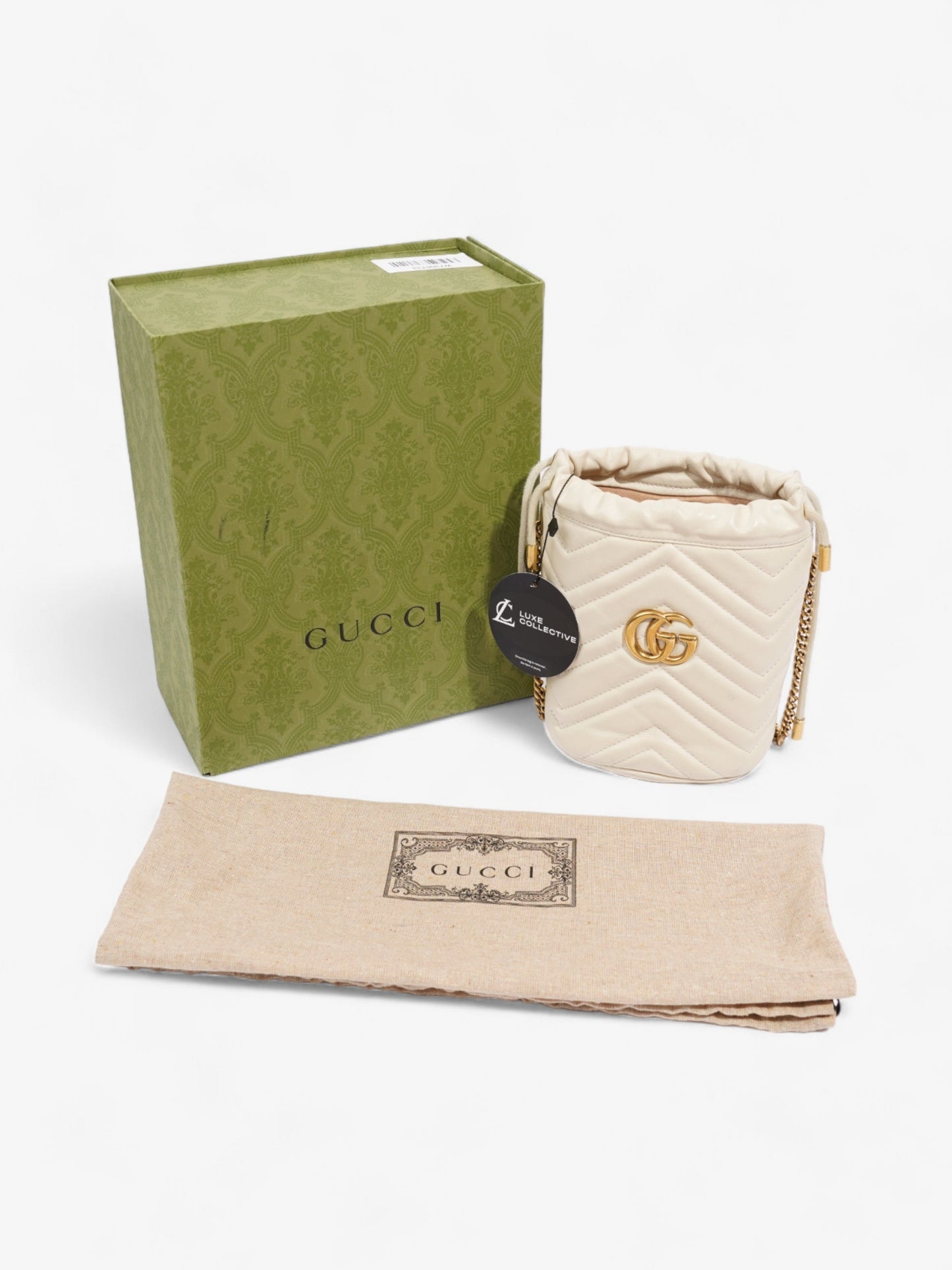 Gucci Marmont Bucket Bag White Leather