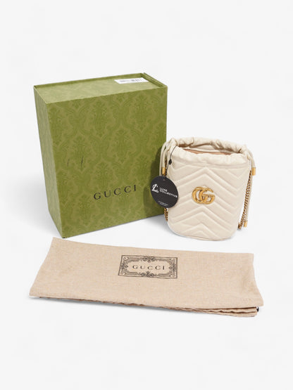 Gucci Marmont Bucket Bag White Leather