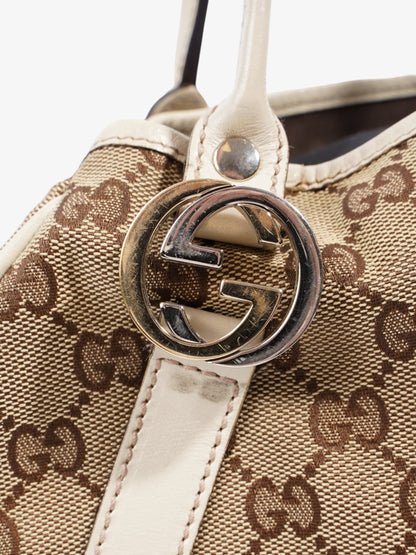 Gucci Twins Tote Beige And Ebony GG Supreme / White Canvas