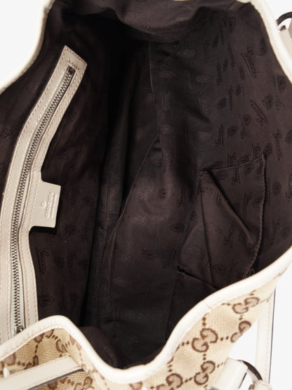 Gucci Twins Tote Beige And Ebony GG Supreme / White Canvas