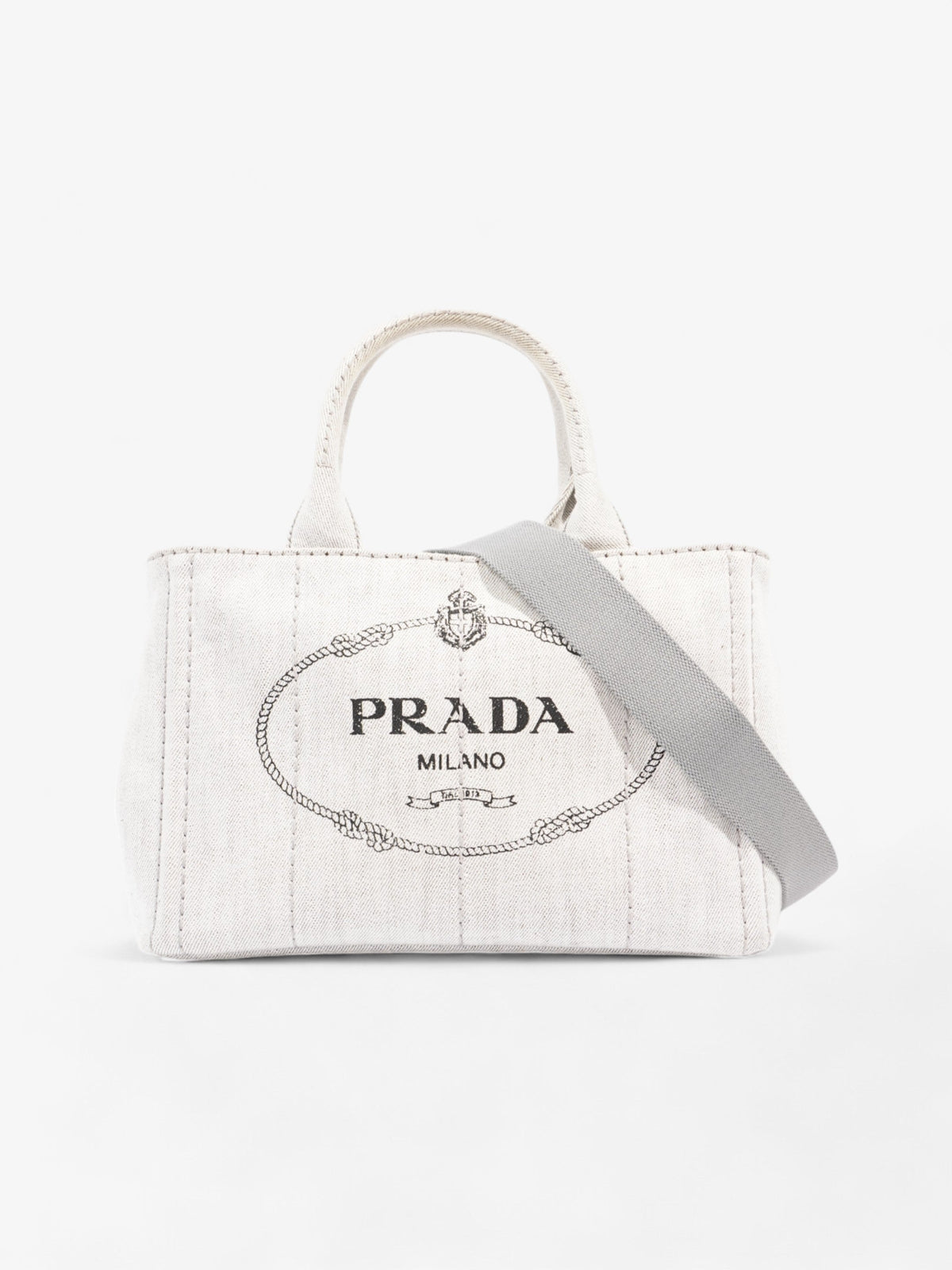 Prada Canapa Tote Grey Denim
