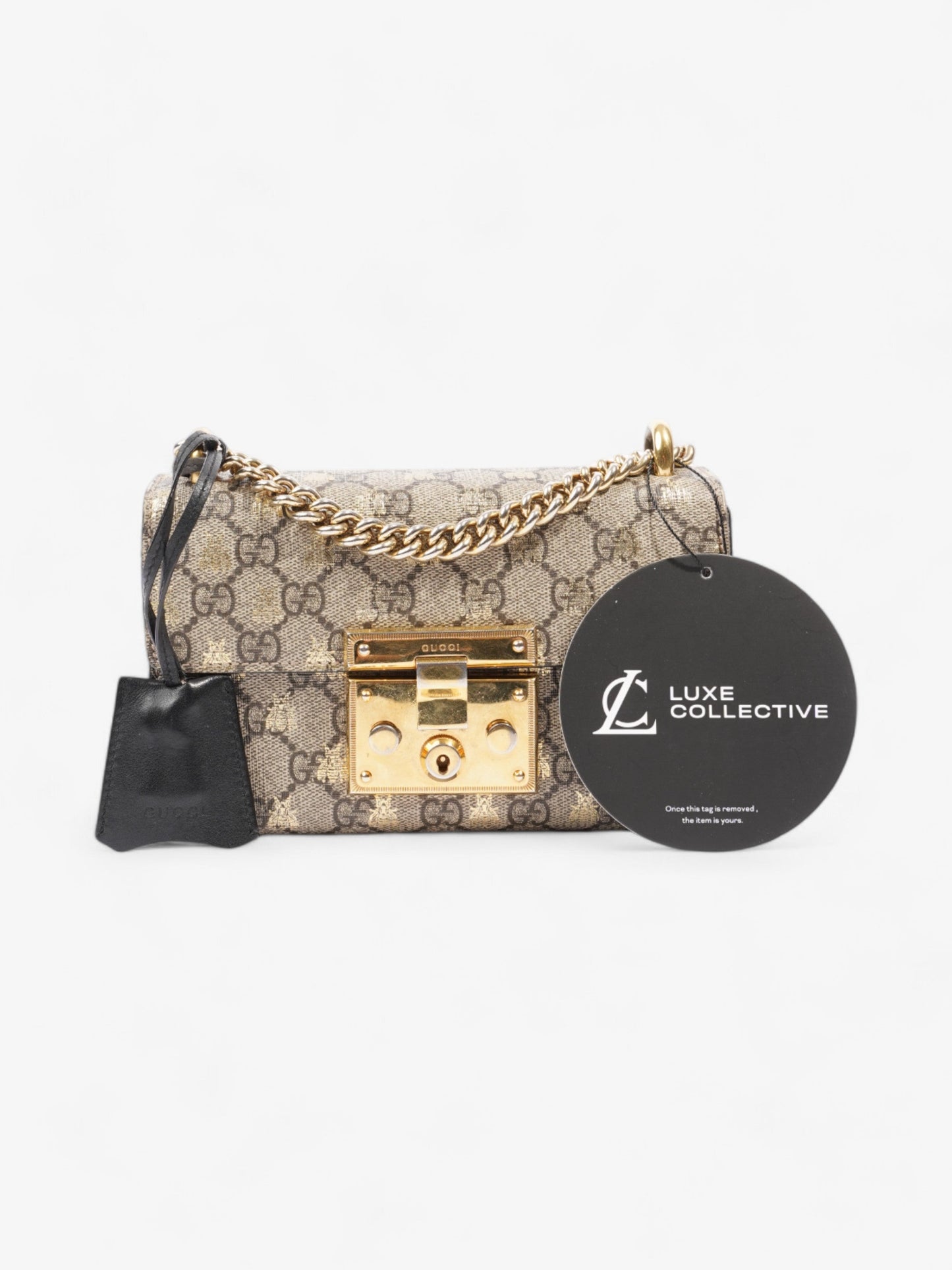 Gucci Padlock Bees GG Supreme / Black / Gold Coated Canvas Small