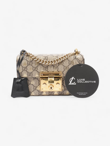 Gucci Padlock Bees GG Supreme / Black / Gold Coated Canvas Small