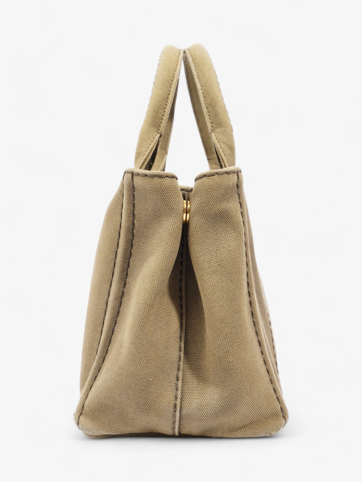Prada Canapa 2 Way Handbag Khaki Cotton