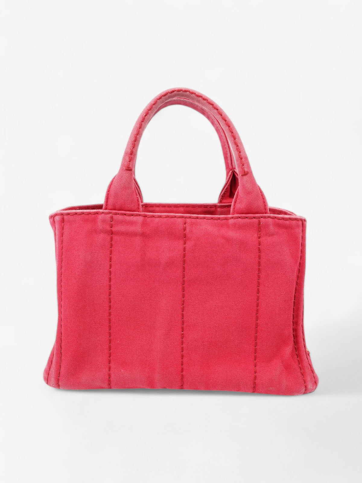 Prada Canapa 2 Way Handbag Red Cotton