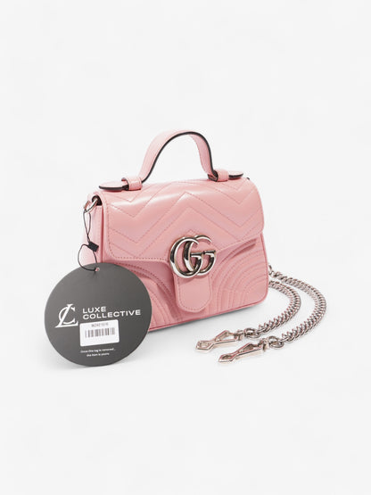 Gucci GG Marmont Top Handle Bag Pink Matelasse Leather Mini