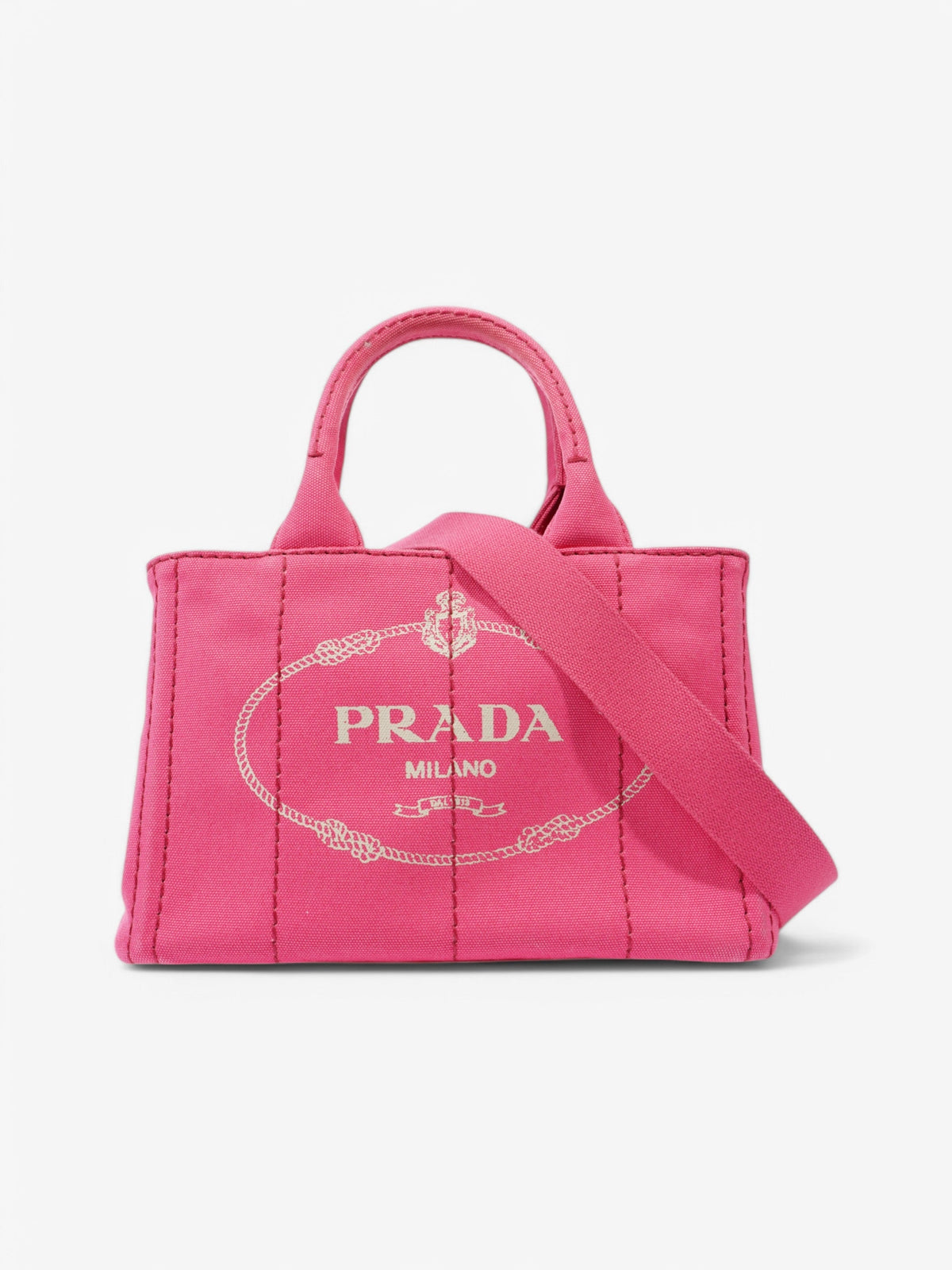 Prada Canapa 2 Way Bag Pink Canvas