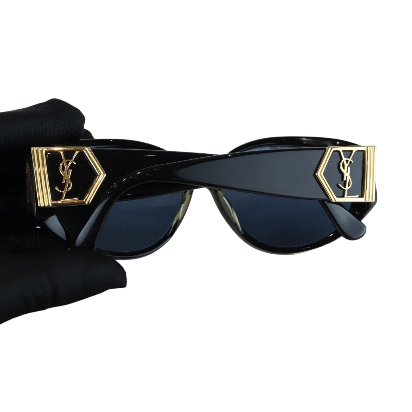 Vintage Acetate Sunglasses Black GHW