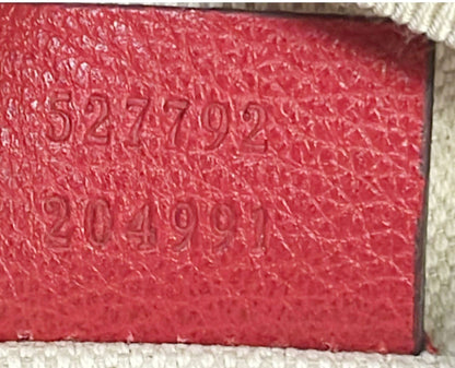 GUCCI Print Small Leather Belt Waist Bum Bag Red 527792