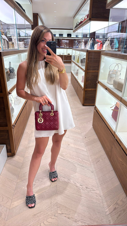 Pre-owned Dior Small My ABC Lady Dior Red Wine Lambskin with Golden Hardware, 2018, w/ Full Set