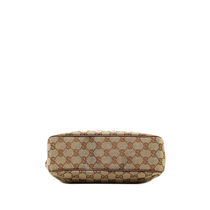 Tan Gucci GG Canvas Jackie Piston Lock Tote Bag