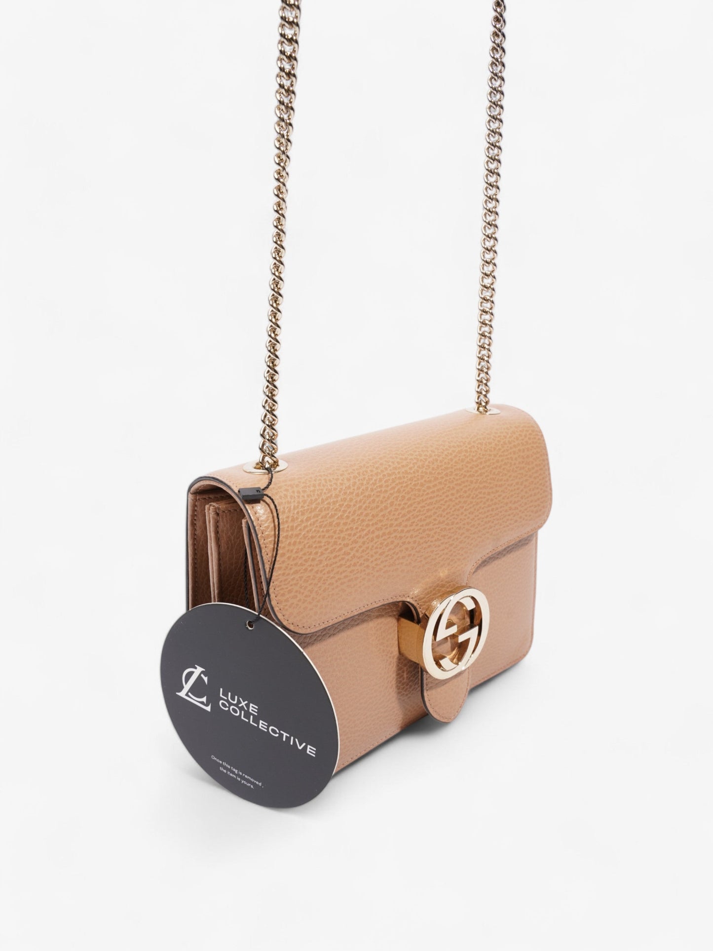 Gucci Interlocking GG Chain Beige Leather