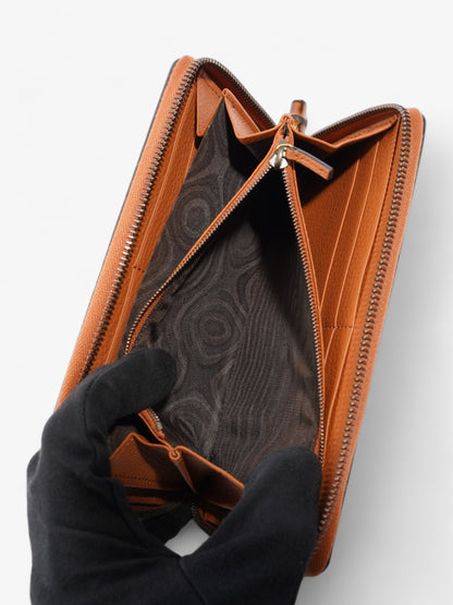 Gucci Zip Around Wallet With Bamboo Brown Leather