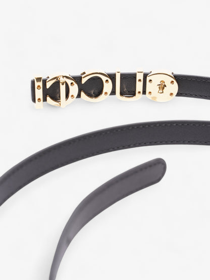 Gucci Buckle Thin Belt Black / Gold Leather 105cm / 42"