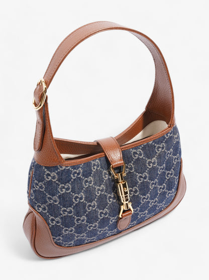 Gucci Jackie 1961 Denim GG Supreme / Brown Leather Denim Small