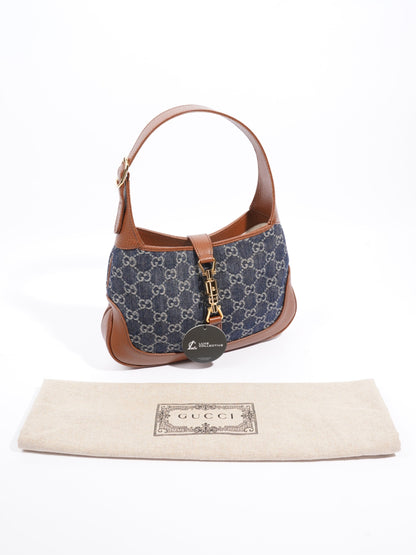 Gucci Jackie 1961 Denim GG Supreme / Brown Leather Denim Small
