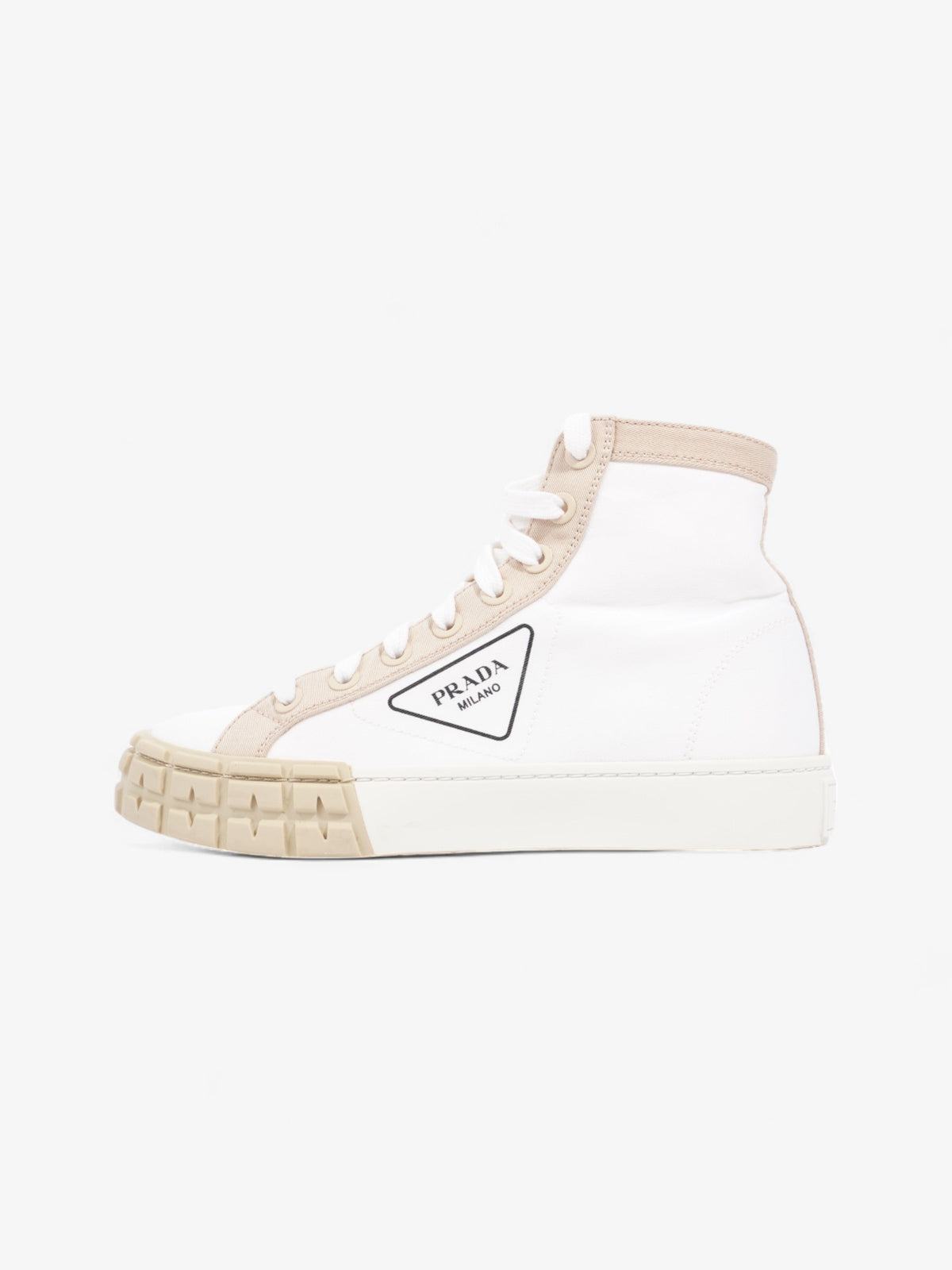 Prada Garbadine High Tops White / Beige Canvas EU 38 UK 5