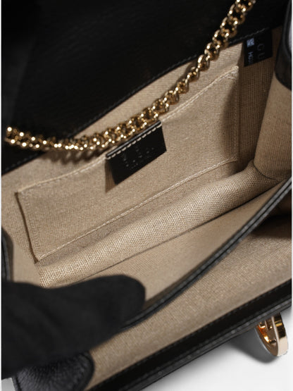 Gucci Interlocking GG  Black Leather Small