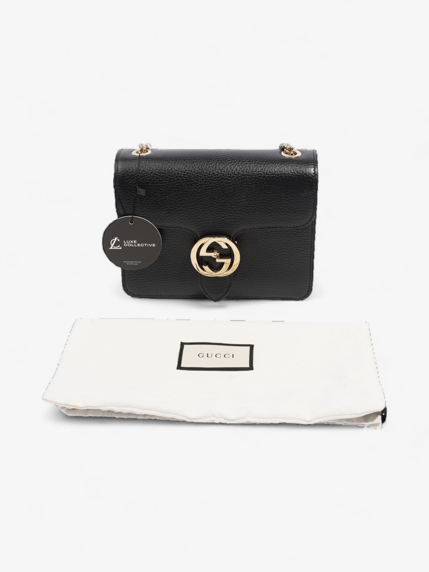 Gucci Interlocking GG  Black Leather Small