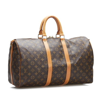 LOUIS VUITTON Monogram Keepall Bandouliere 45 Brown