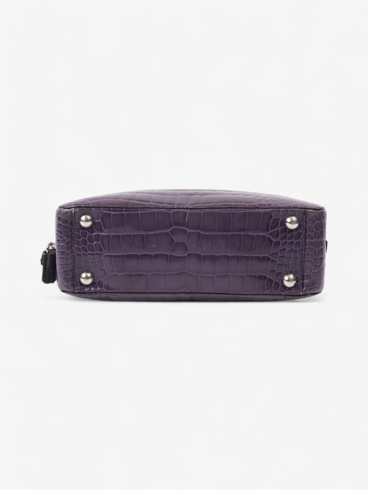 Prada Bauletto Bag Purple Embossed Leather