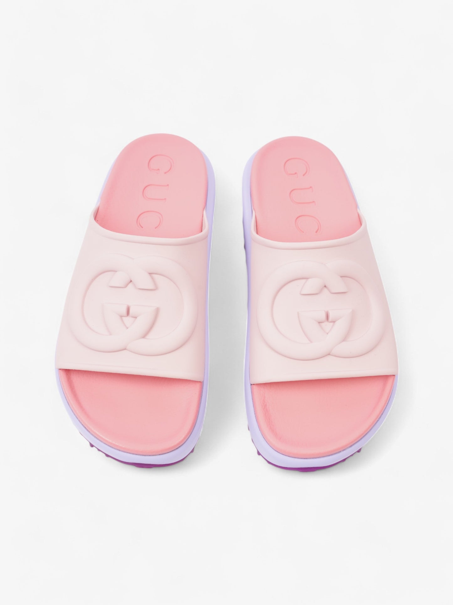 Gucci GG Platform Slides Pink / Purple Rubber EU 38 UK 5