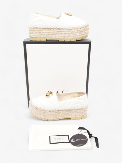Gucci GG Marmont Platform Espadrille White / Gold Nappa Leather EU 36.5 UK 3.5