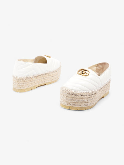 Gucci GG Marmont Platform Espadrille White / Gold Nappa Leather EU 36.5 UK 3.5