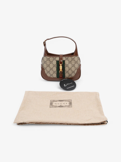 Gucci Jackie 1961 GG Supreme / Brown / Green Coated Canvas Mini