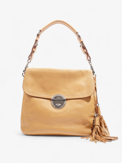 Prada Tassel Flap Shoulder Caramel Brown  Leather