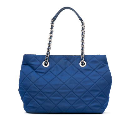 Blue Prada Tessuto Impuntu Tote Bag