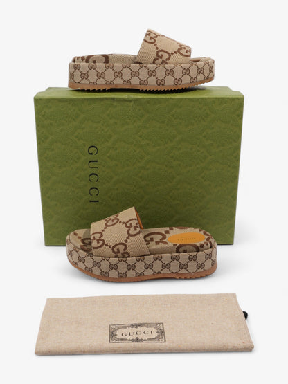 Gucci Angelina GG Platform Slides GG Supreme Canvas EU 38 UK 5