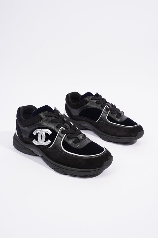 Chanel CC Logo Runner Black   Navy Velvet EU 38.5 UK 5.5