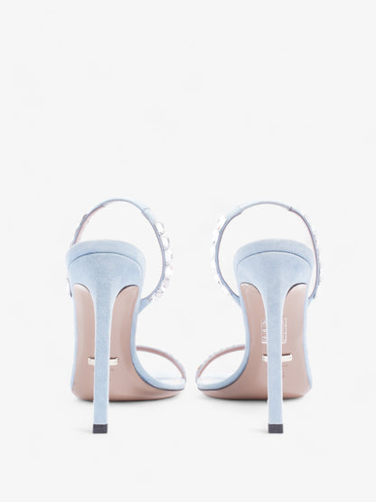 Gucci Kid Scamosciato Crystallo Mallory Slingback  100mm Mineral Blue  Suede EU 37.5 UK 4.5