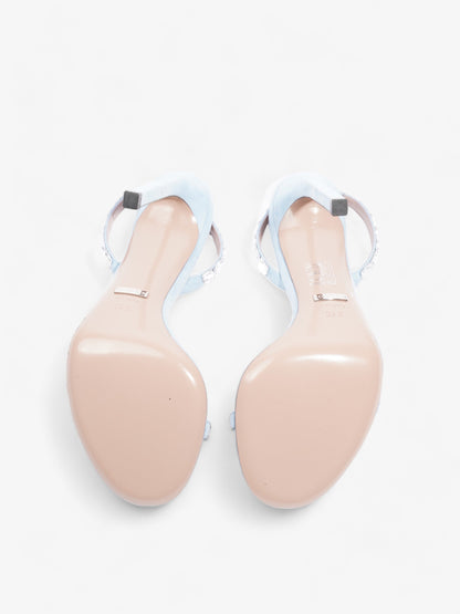 Gucci Kid Scamosciato Crystallo Mallory Slingback  100mm Mineral Blue  Suede EU 37.5 UK 4.5