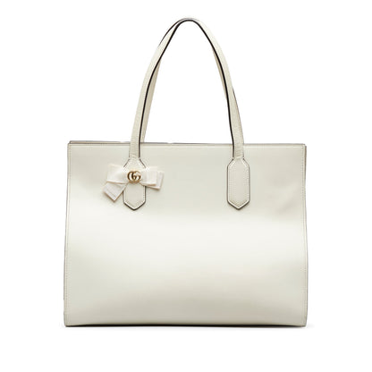 White Gucci GG Ribbon Tote Bag