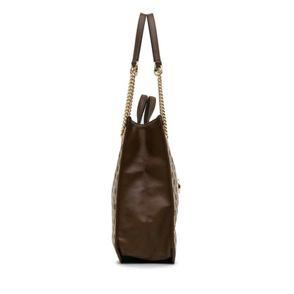 Brown Gucci Large GG Canvas 1955 Horsebit Chain Tote Satchel